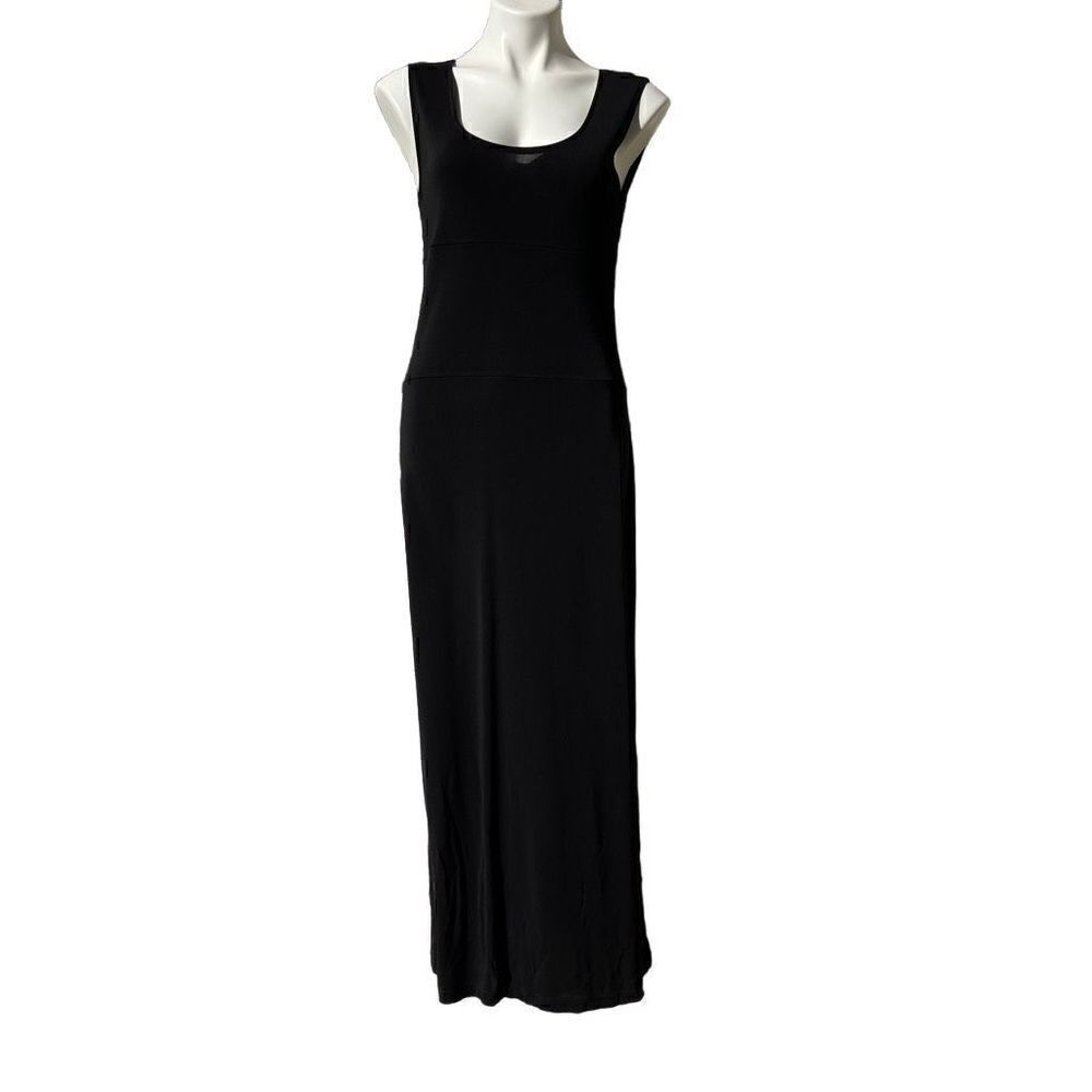 DKNY Womens Maxi Dress Sleeveless Scoopneck Rayon Blend Black Size Large